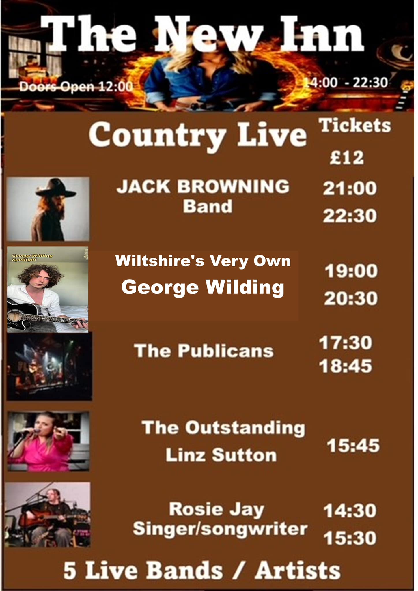 Country Live: Jack Browning Band + George Wilding + The Publicans + Linz Sutton + Rosie Jay