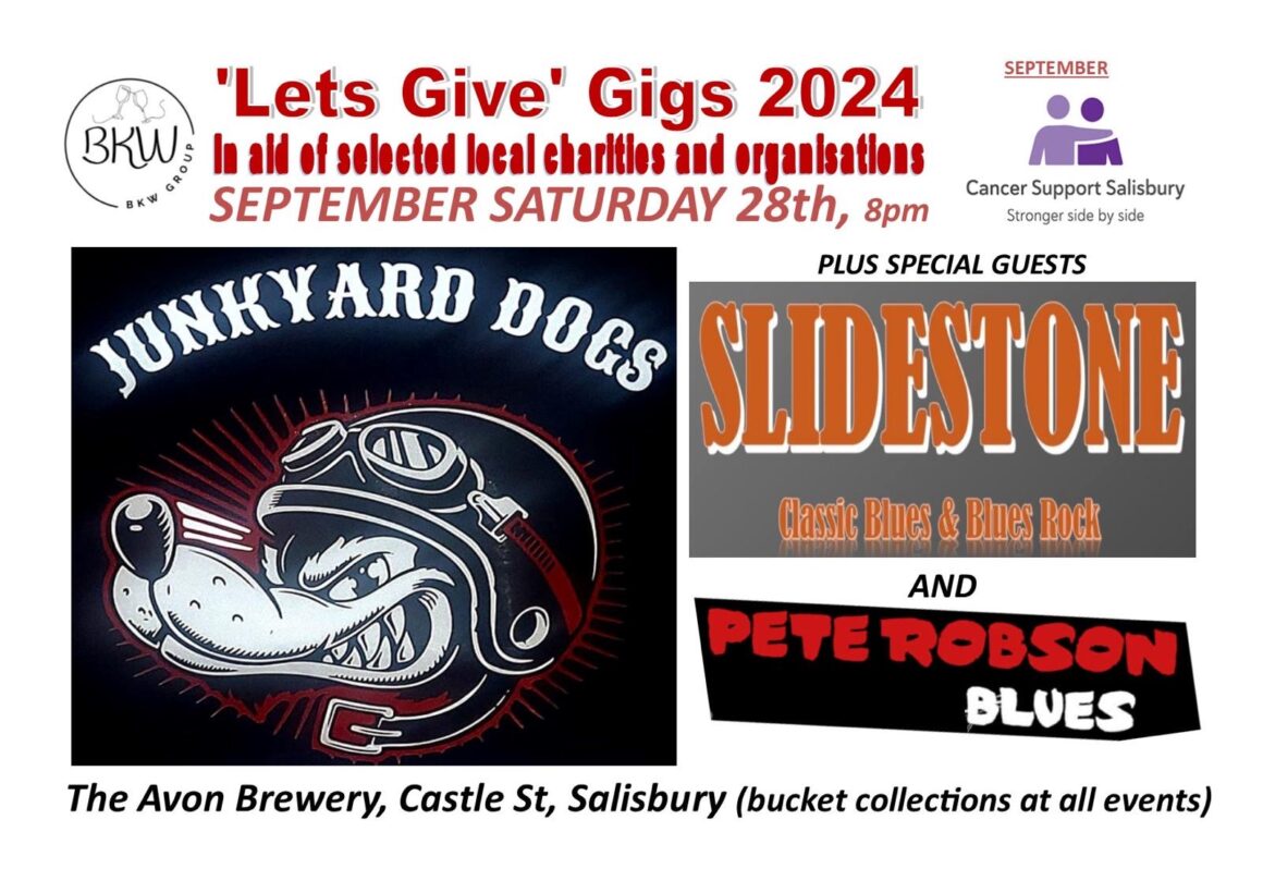 'Lets Give' Gigs 2024: Junkyard Dogs + Slidestone + Pete Robson Blues