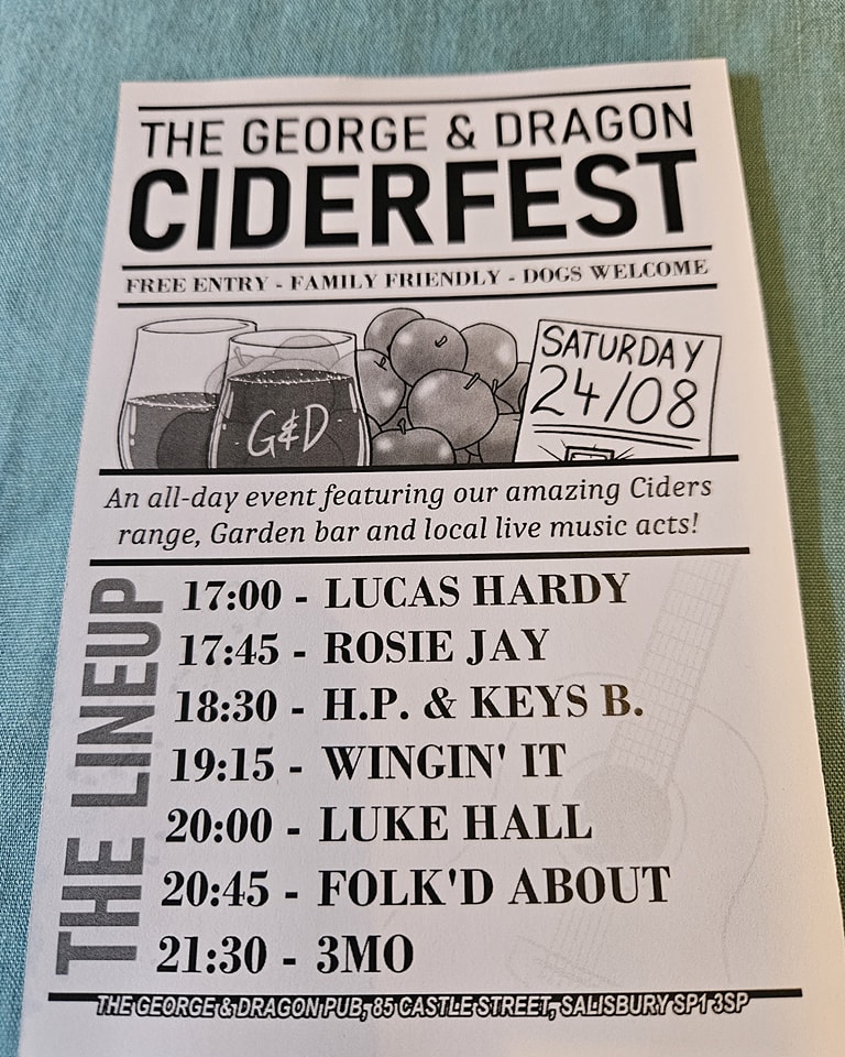 The George & Dragon CiderFest: 3MO + Folk'd About + Luke Hall + Wingin' It + HP & KeysB + Rosie Jay + Lucas Hardy