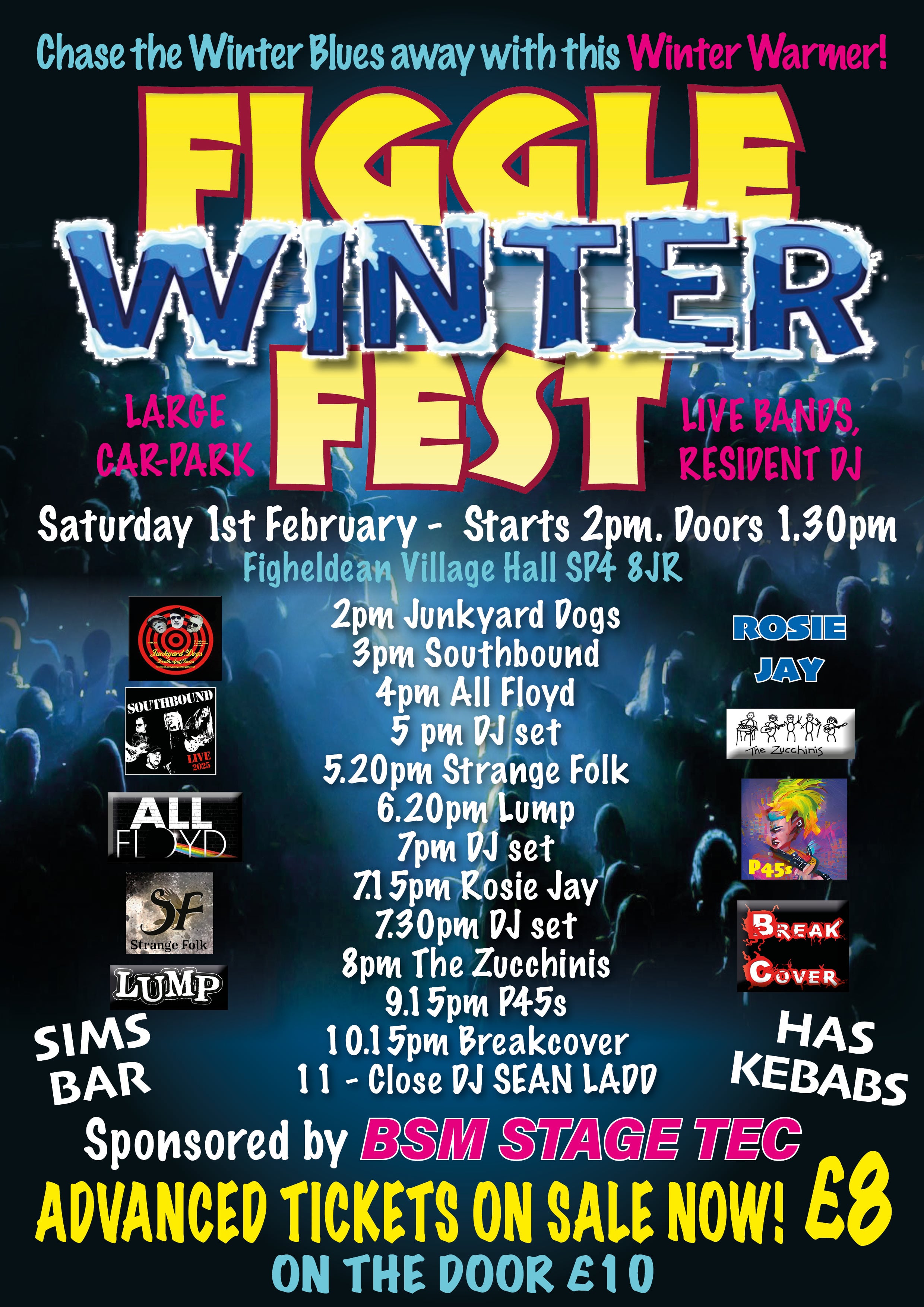 Figgle Winterfest: DJ Sean Ladd + Break Cover + P45s + The Zucchinis + Rosie Jay + LUMP + Strange Folk (acoustic set) + All Floyd + Southbound + Junkyard Dogs