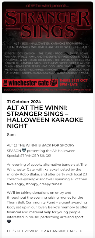 ALT AT THE WINNI: STRANGER SINGS – HALLOWEEN KARAOKE NIGHT