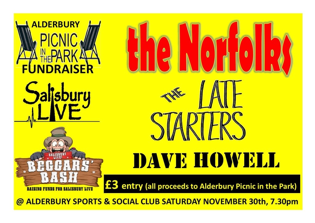 Alderbury Picnic in the Park fundraiser: THE NORFOLKS + The Late Starters + Dave Howell