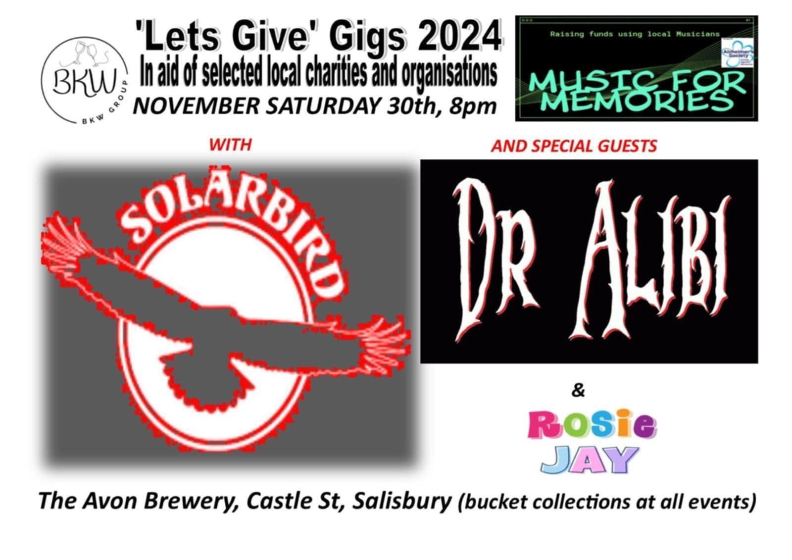 'Lets Give' Gigs 2024 - Solarbird + Dr Alibi + Rosie Jay